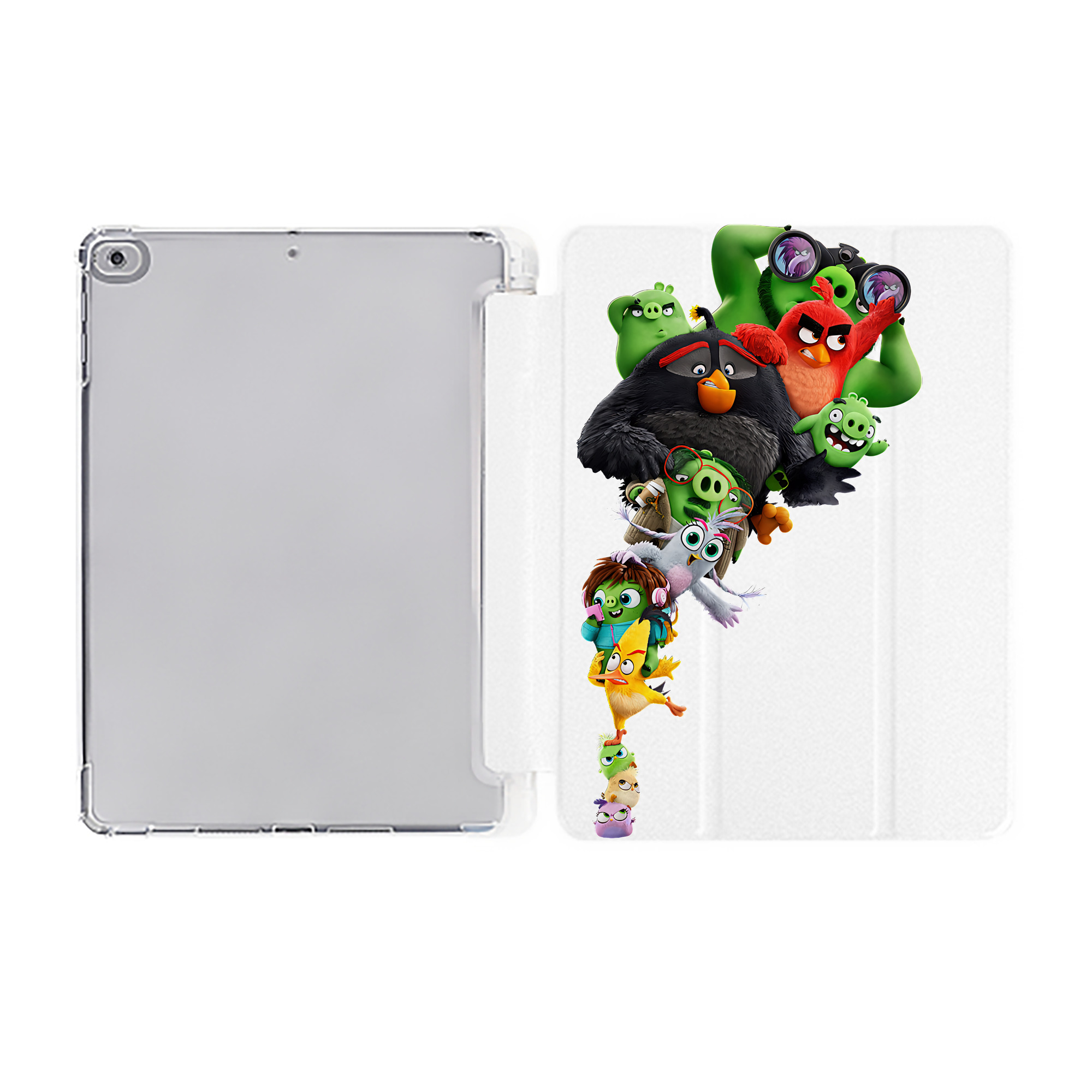 （画像用） Angry Birds アングリーバード IPad ケース ペン収納付き 三つ折りスタンド PUレザー×シリコン 対応機種9.5/10.5/10.9インチ